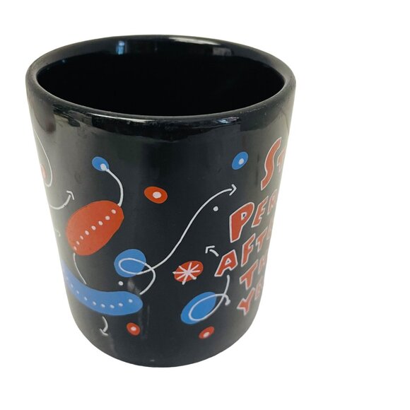 Shoebox Black Ceramic Mug With Retro Abstract Design - Picture 2 of 10